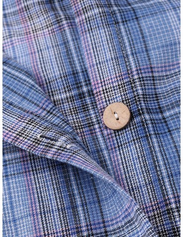 Long Sleeve Plaid Print Button Jumpsuit For Women