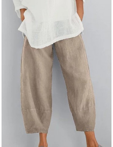 Loose Casual Solid Color Pants For Women