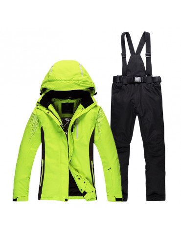 Mens Outdoor Sport Skiing Suit Thickened Warm Waterproof Windproof Casual Hooded Jacket and Pants