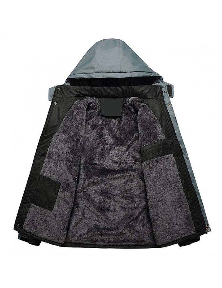 Winter Thicken Warm Outdoor Water Repellent Windproof Detachable Hood Jackets for Men