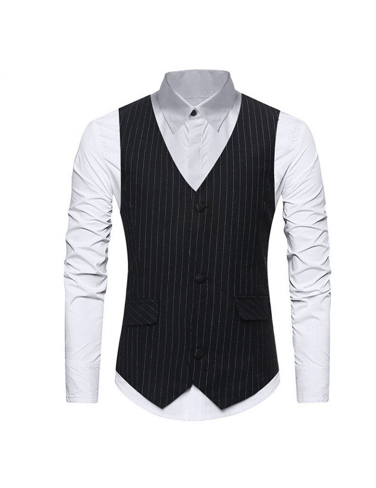 Business Formal Stripes Slim Vest for Men