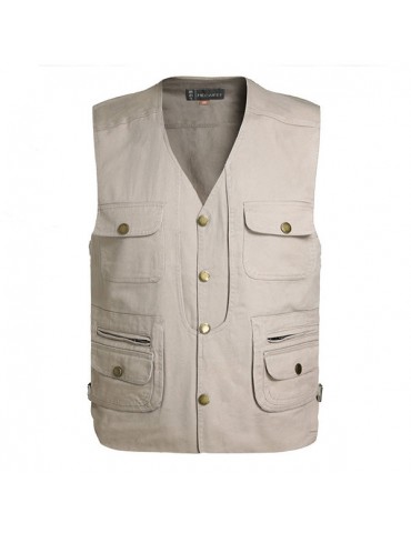 Cotton Multi Pockets Photography Fishing Casual Vest for Men
