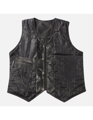 Mens Vintage Faux Leather Vest Single-breasted Middle-aged Casual Fashion Vest