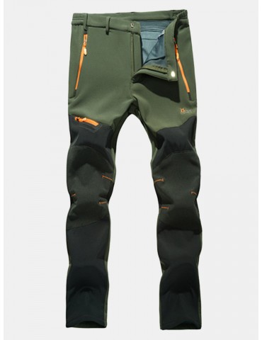 Mens Outdoor Durable Soft Shell Water-repellent Quick-Dry Breathable Stitching Color Sport Pants