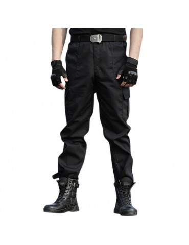 Mens Quick-drying Scratch-resistant Multi Pockets Cargo Pants Solid Color Outdoor Pants
