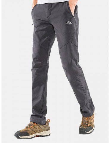 Mens Outdoor Sport Pants Antifouling Soft Shell Warm Fleece Lining Water-repellen Quick-Dry Trousers