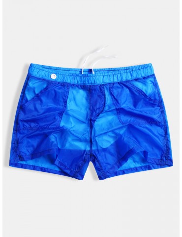 Quick Drying Thin Loose Transparent Solid Color Mesh Brief Lining Swim Short for Men