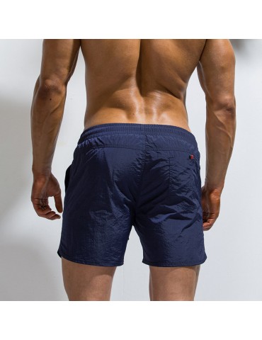 Mens Lightweight Quick Dry Swim Shorts Solid Color Beach Drawstring Waist Board Shorts