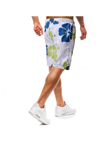 Men Floral Printing Quick Drying Board Shorts Drawstring Knee Length Beach Casual Shorts
