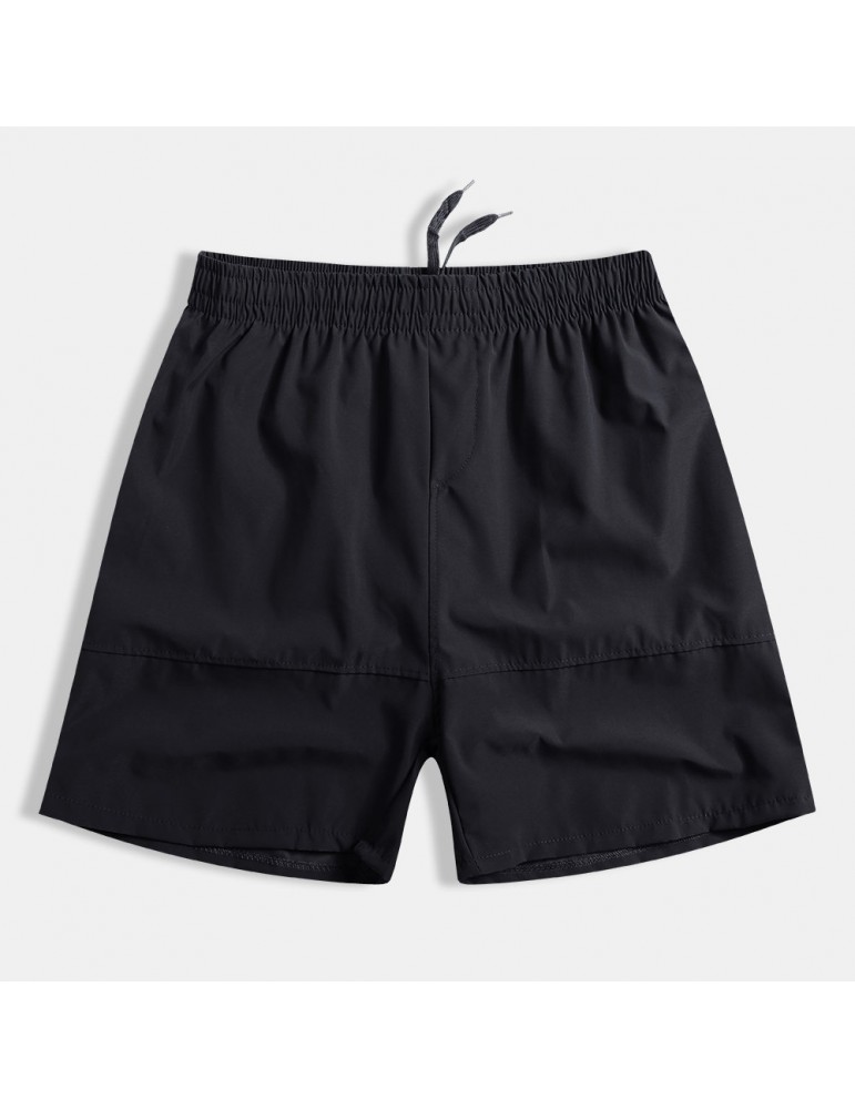 Men Breathable Swimming Shorts Solid Color Elastic Waist Beach Shorts Summer Board Shorts